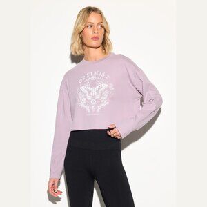 Spiritual Gangster Optimist Drew Long Sleeve Crop Top NWT Made in USA